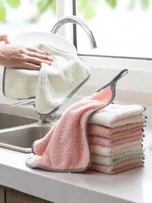 10pcs Hangable Coral Fleece Dish Cloth, Kitchen Household Absorbent Dish Towel, Scouring Rag, Hand Wipe Towel, Cleaning Cloth For Small Business Owners/Retailers,Kitchen,Bathroom,Home,Household Suppliers