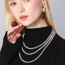 女式時尚珍珠項鍊,140 厘米 - 女士時尚珍珠毛衣鏈 - 查看 2