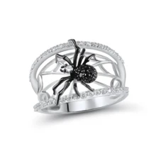 1pc Fashionable Vintage Full Rhinestone 3d Spider Web Design Ring Suitable For Women's Daily Wear - Silver - View 4