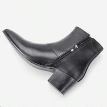 Men's Fashionable High Heeled Pu Leather Chelsea Boots With British Style - 黑色 - 查看 3