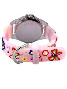 Reloj de cuarzo con diseño 3D de camión de bomberos y bombero de dibujos animados, regalo para niños - Rosa - Ver 6