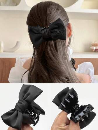 1 st. Svart Rosett Hårspänenn Lämplig För Eller