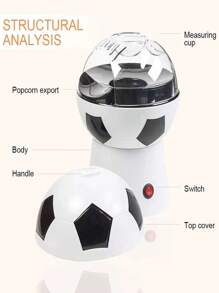 Máquina De Palomitas De Maíz Mini Eléctrica Modelo Fútbol, Mini Máquina Eléctrica De Palomitas De Maíz En Forma De Balón De Fútbol Para Uso Doméstico - Blanco - Ver 7