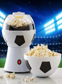 Máquina De Palomitas De Maíz Mini Eléctrica Modelo Fútbol, Mini Máquina Eléctrica De Palomitas De Maíz En Forma De Balón De Fútbol Para Uso Doméstico - Blanco - Ver 2
