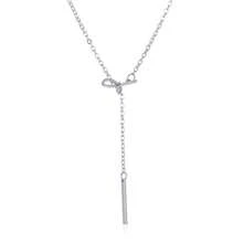 歐美時尚女士珠寶配飾,長款打結頸鏈配蝴蝶結吊墜,極簡性感,多變優雅的鎖骨鏈(1個)