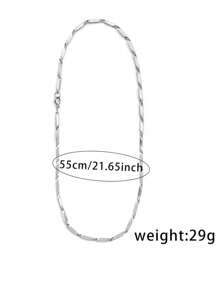 1pc Rough Titanium Steel Hexagon Grinding Men's Necklace, Thick Chain Necklace - Silver - View 5