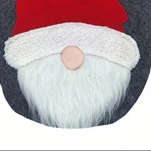 Set de 2 piezas Tapa del inodoro y alfombra de baño con diseño de Santa Claus, decoración navideña para el baño, regalo de Acción de Gracias - Rojo - Ver 7