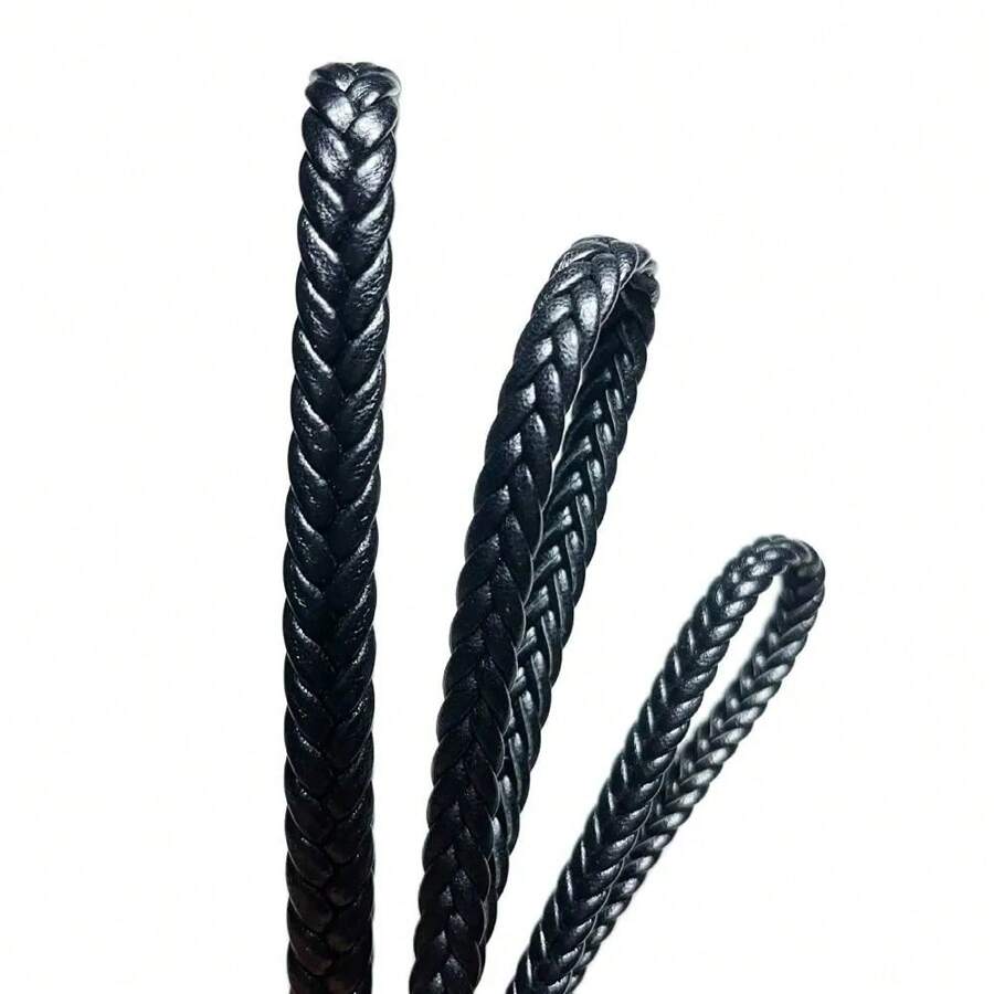 2米/卷6/8/10mm編織pu皮繩線頸鍊繩,適用於珠寶製作diy手鐲日常男女配戴 - 黑色 - 查看 1