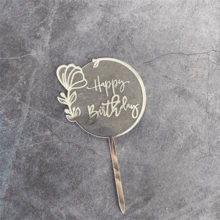 1片/個,生日快樂蛋糕裝飾,壓克力激光刻字圓形蛋糕插芯,派對蛋糕裝飾,選擇圓形蛋糕頂部裝飾,生日派對裝飾