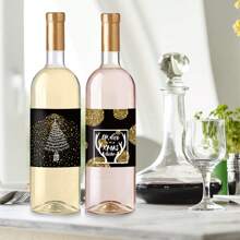 聖誕酒瓶標籤貼紙,派對酒瓶裝飾,聖誕老人雪人標籤貼紙,節日派對用品裝飾 - 米色 - 查看 5