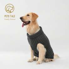 PETS TALE 優質狗狗設計扭結繩索,花卉圖案,鏈條連接,洞,皮革貼布和翻領灰色的套頭毛衣 - 灰色 - 查看 18
