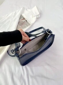 Túi đeo vai mini trơn màu có trang trí đinh tán, phong cách thời trang Túi đeo vai thiết kế tình yêu thời trang Túi đeo vai họa tiết khối màu bện thời trang Túi xách nữ - Màu xanh hải quân - Xem 6