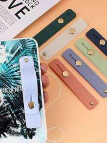 1入組通用黑色手機外殼帶圓環支架帶和桌子支撐架,多功能,適合男人及女人