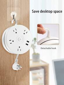 1入組多功能旋轉插座帶usb插口電源條,有線圓形插座插頭可應用於多種用途 - 白色 - 查看 7