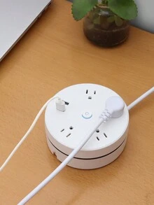 1入組多功能旋轉插座帶usb插口電源條,有線圓形插座插頭可應用於多種用途 - 白色 - 查看 3