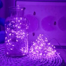 Bright 1 Pack Solar String Lights Outdoor, 17M/55.77FT 150LED Solar Powered Waterproof Fairy Lights 8 Modes, Copper Wire Lights For Christmas Patio Party Tree Yard Decoration(Included 2m Lead Wire), Outdoor Garden Lighting For Pathway, Yard, Patio - Purple - View 2