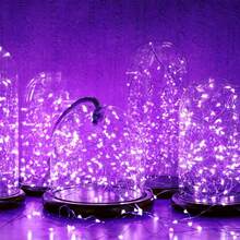 Bright 1 Pack Solar String Lights Outdoor, 17M/55.77FT 150LED Solar Powered Waterproof Fairy Lights 8 Modes, Copper Wire Lights For Christmas Patio Party Tree Yard Decoration(Included 2m Lead Wire), Outdoor Garden Lighting For Pathway, Yard, Patio - Purple - View 3