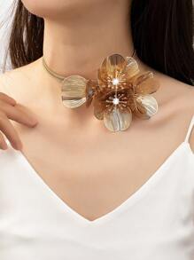 1入時尚花卉元素豪華派對吊墜項鍊,可調節長度,適合女性日常佩戴