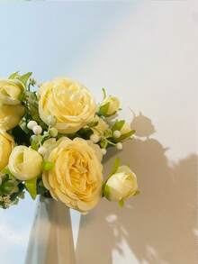 2入組黃色牡丹花束,適用於家居裝飾、節日、婚禮和新娘花束