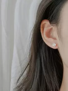 1 对 3-8 毫米 925 纯银白色锆石迷你锆石与锆石超小锆石耳环 - 白色 - 查看 4