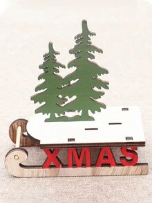 1 件聖誕木製 Diy 雪橇裝飾品,滑雪卡通桌面裝飾禮物