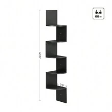 VASAGLE Corner Shelf Wall Mount, 5-Tier Floating Wall Shelf, Corner Bookshelf, Plant Wall Shelf For Bedroom, Living Room, Bathroom, Home Office, 7.9"D X 7.9"W X 49.6"H, Black, White, Brown, Light Grey - 黑色 - 查看 8