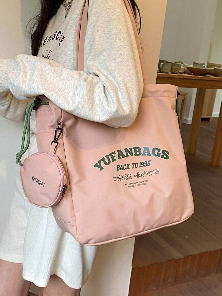 2入組粉色時尚簡約大容量手提肩背手提包,附錢包,豪華設計師女士帆布肩包,購物袋,學生書包,手提布手袋,女孩大手提包,學生錢包,回到學校,教師禮物,理想的禮物,感謝禮物想法,感謝禮物,刻字禮物袋,可重複使用,教師袋教育家,媽媽理想的伴娘禮物,女士背包附包 - 淺粉色 - 查看 1