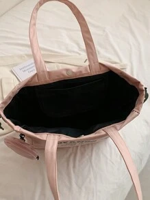 2入組粉色時尚簡約大容量手提肩背手提包,附錢包,豪華設計師女士帆布肩包,購物袋,學生書包,手提布手袋,女孩大手提包,學生錢包,回到學校,教師禮物,理想的禮物,感謝禮物想法,感謝禮物,刻字禮物袋,可重複使用,教師袋教育家,媽媽理想的伴娘禮物,女士背包附包 - 淺粉色 - 查看 9