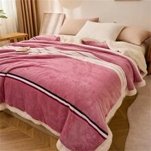 1個加厚雙面法蘭絨毛毯,高克重,暖奶珊瑚絨,網格圖案,適用於臥室,客廳,旅行