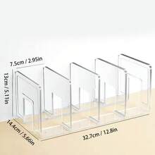 Desktop Clear Acrylic Book Organizer - Office Stationery Bookshelf - White - View 5