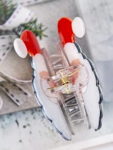 1 Miếng Của phụ nữ Dễ thương Ông già Noen Chân Kẹp Đối với Lễ hội Các bữa tiệc - Đỏ và trắng - Xem 4