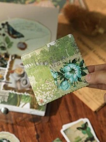 91入組diy手工藝材料包:背景紙、卡片、貼紙-復古、清新和藝術風格,適用於剪貼、寫日記、裝飾等 - 黃色 - 查看 5