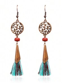 Phong cách Bohemian Tua Hoa tai Với Hoa rỗng & Chi tiết lá , Phong cách phương Tây Dangle Hoa tai Đối với phụ nữ - Nhiều màu - Xem 6
