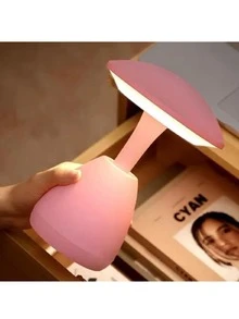 Velador Led Touch Lampara Hongo Usb Recargable 3 Luces - Rosa - Ver 4
