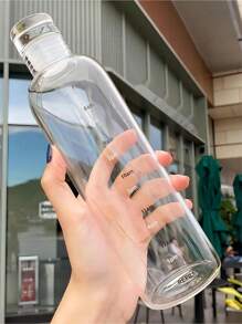 Glas Wasserflasche Zeit Dekor, mit großer Kapazität, & Leicht zu tragen Griff für Sports , , Getränk , Saft , Kalt Flasche , hoch Glas - Transparent - Übersicht 3