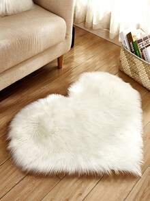 1pc Faux Wool Heart Shape Plush Carpet, Long Hair Cushion Pad, For Decorating Sofa, Floor, Etc. - Multicolor - View 5