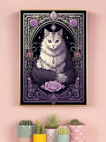 猫的 DIY 钻石画、适合家居装饰的可爱卡通艺术品、适合制作礼物的手工工艺吊坠、十字绣套件、全圆钻石、5D 钻石刺绣