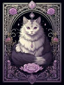 猫的 DIY 钻石画、适合家居装饰的可爱卡通艺术品、适合制作礼物的手工工艺吊坠、十字绣套件、全圆钻石、5D 钻石刺绣