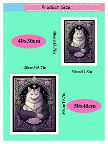 猫的 DIY 钻石画、适合家居装饰的可爱卡通艺术品、适合制作礼物的手工工艺吊坠、十字绣套件、全圆钻石、5D 钻石刺绣