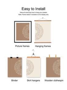 Bộ Của 2 Boho Trừu tượng Bức tranh Giữa mặt trời Mặt trăng Màu be Trái đất Tấn Retro Áp phích tranh sơn dầu In Boho Đơn giản hiện đại Tranh treo tường Đối với Phòng khách , Phòng ngủ , Văn phòng Phòng , Nhà  Đồ trang trí - Màu be - Xem 6