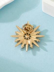 1 pieza Broche de color metálico ocho de punta con diseño de estrella con diamante de imitación brillante adorno para mujeres , fiesta boda regalo - Amarillo Oro - Ver 3