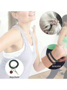 5pcs/keychain Plastic Spring Spiral Wristband For Keys And Hand Strap For Mobile Phones - Apricot - View 3