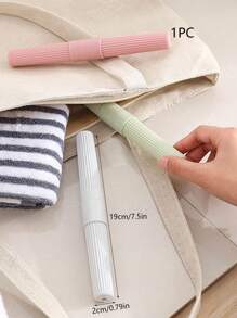 1pc Portable Toothbrush Case With Simple Striped Pattern, Travel Toothbrush Holder Home Bathroom Decor Summer Back To School