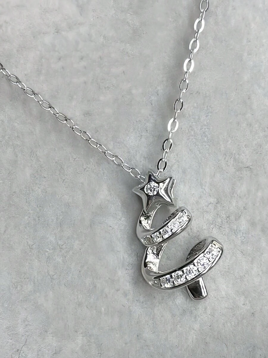 Star Shaped Christmas Tree Pendant Necklace - Christmas Tree - View 1