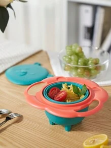 1pc 360° Rotating Anti-Spill Anti-Drop Baby Feeding Bowl, Saucer Shaped, Suitable For Infant & Toddler Daily Use