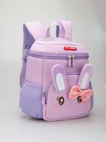 Cartoon Cute Rabbit Design Girls' Pink Backpack For Kindergarten Or Preschool - Purple - View 7