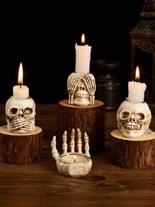 1入創意樹脂製骷髏造型花盆裝飾品,適用於花園或庭院裝飾