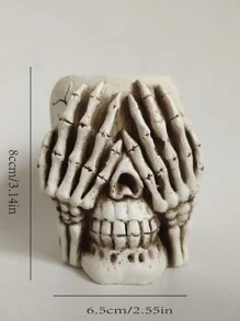 1入創意樹脂製骷髏造型花盆裝飾品,適用於花園或庭院裝飾