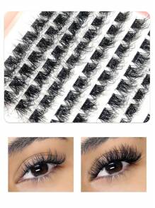 Asiteo 90 片 DIY 睫毛分段仿貂皮睫毛蓬松凌乱 3D 簇 D 卷睫毛混合单根睫毛延长睫毛簇套装、睫毛、睫毛、假睫毛 - 彩色 - 查看 4