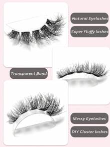 Asiteo 90 片 DIY 睫毛分段仿貂皮睫毛蓬松凌乱 3D 簇 D 卷睫毛混合单根睫毛延长睫毛簇套装、睫毛、睫毛、假睫毛 - 彩色 - 查看 5